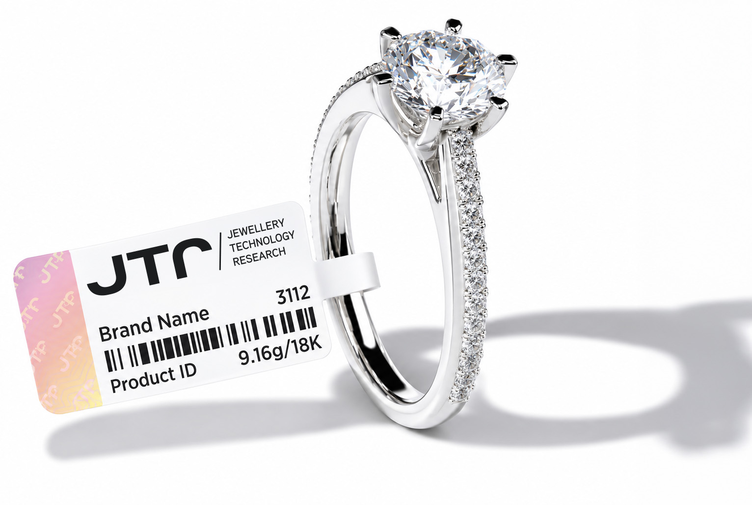 JTR Tag attached to a diamond ring